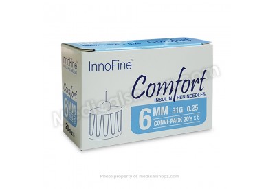 INNOFINE Comfort Insulin Pen Needles 6MM x 31G x 0.25 (CONVI-PACK 20's x 5)